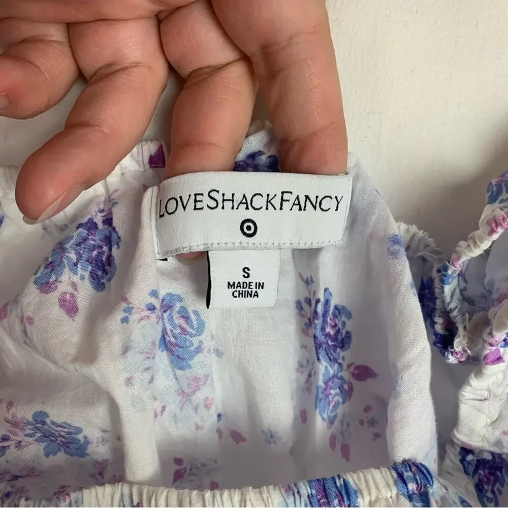 Love Shack fancy women's small white floral maxi dress tiered target purple doen - Picture 12 of 13